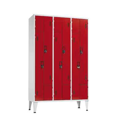Vestiário triplo com 6 portas em L